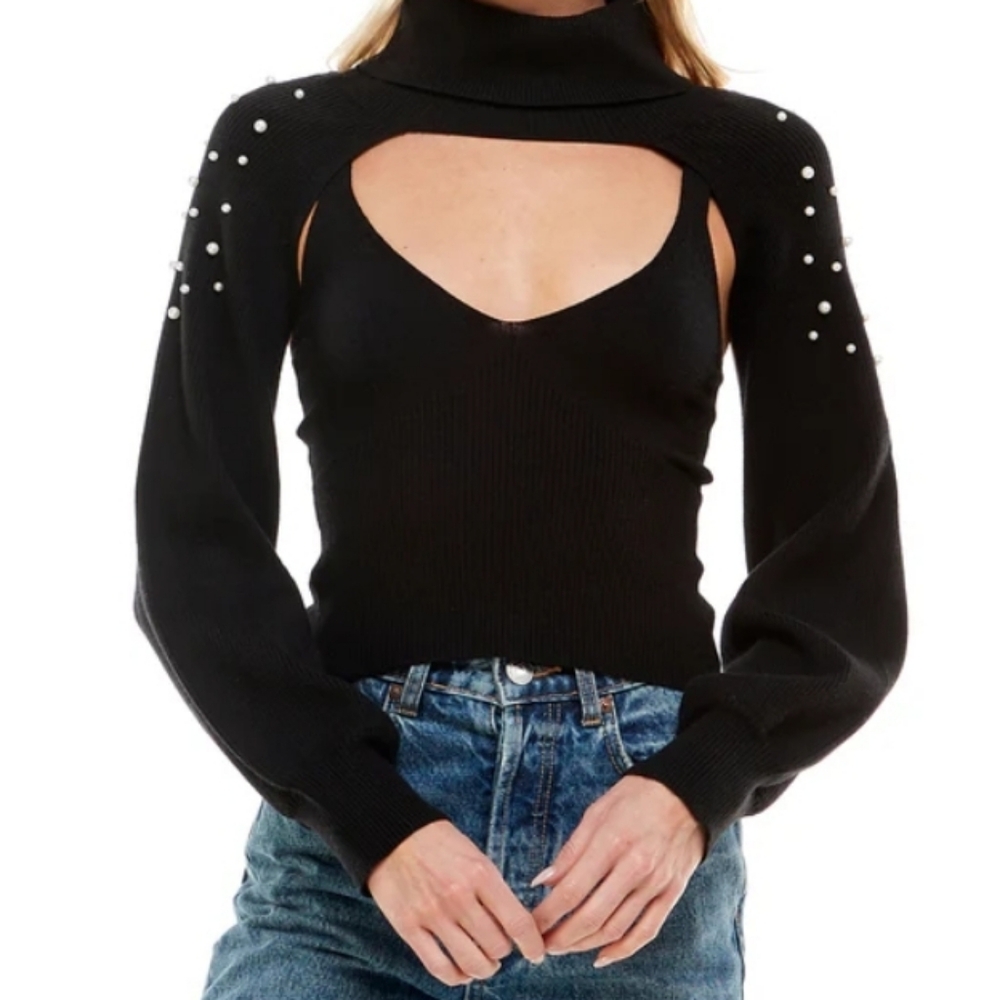 Shrug And Tank Top Set with Pearl Accents Small NWOT